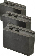Abbott Workholding Products - 8" & Up Chuck Capacity, 1/16" x 90 Serrated Attachment, Square Soft Lathe Chuck Jaw - 3 Jaws, Steel, 29/32" Btw Mount Hole Ctrs, 4" Long x 1-1/2" Wide x 3" High, 0.669" Groove, 0.4724" & 12mm Fastener - Exact Tool & Supply