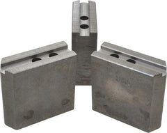 Abbott Workholding Products - 8" & Up Chuck Capacity, 1.5mm x 60° Serrated Attachment, Square Soft Lathe Chuck Jaw - 3 Jaws, Steel, 63/64" Btw Mount Hole Ctrs, 4" Long x 1-1/2" Wide x 4" High, 0.5512" Groove, 0.4724" & 12mm Fastener - Exact Tool & Supply