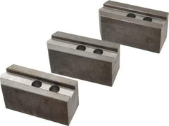 Abbott Workholding Products - 8" & Up Chuck Capacity, 1.5mm x 60° Serrated Attachment, Square Soft Lathe Chuck Jaw - 3 Jaws, Steel, 63/64" Btw Mount Hole Ctrs, 4" Long x 1-1/2" Wide x 2" High, 0.6299" Groove, 0.4724" & 12mm Fastener - Exact Tool & Supply