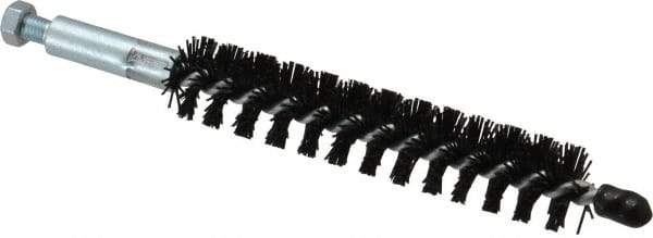 Schaefer Brush - 4" Brush Length, 3/4" Diam, Nylon Single Stem, Single Spiral Condenser Tube Brush - 6-1/4" Long, Nylon, 1/4-28 Male Connection - Exact Tool & Supply