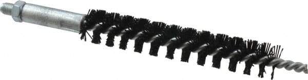 Schaefer Brush - 4" Brush Length, 5/8" Diam, Nylon Single Stem, Single Spiral Condenser Tube Brush - 6-1/4" Long, Nylon, 1/4-28 Male Connection - Exact Tool & Supply
