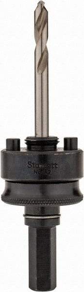 Starrett - 1-1/4 to 8-9/32" Tool Diam Compatibility, Straight Shank, Stainless Steel Integral Pilot Drill, Hole Cutting Tool Arbor - 1/2" Min Chuck, Hex Shank Cross Section, Threaded Shank Attachment, For SH, DH, CT & D Hole Saws - Exact Tool & Supply