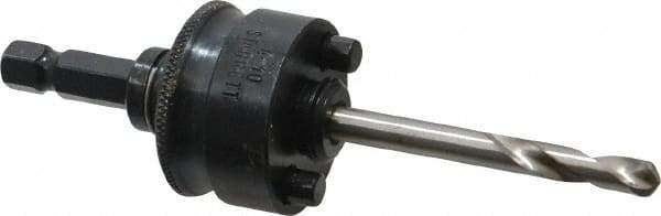 Starrett - 1-1/4 to 8-9/32" Tool Diam Compatibility, Straight Shank, Stainless Steel Integral Pilot Drill, Hole Cutting Tool Arbor - 3/8" Min Chuck, Hex Shank Cross Section, Threaded Shank Attachment, For SH, DH, CT & D Hole Saws - Exact Tool & Supply