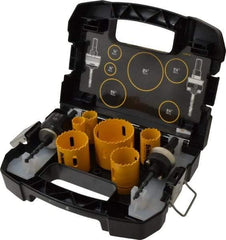 DeWALT - 9 Piece, 3/4" to 2-1/4" Saw Diam, Plumber's Hole Saw Kit - Bi-Metal, Continuous Edge, Includes 6 Hole Saws - Exact Tool & Supply