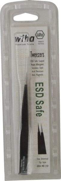 Wiha - 5-1/8" OAL AA-SA ESD Safe Tweezers - Universal Fine Point - Exact Tool & Supply