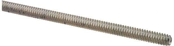 Value Collection - #10-24 UNC (Coarse), 2' Long, Low Carbon Steel Threaded Rod - Zinc-Plated Finish, Right Hand Thread - Exact Tool & Supply