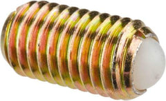 Vlier - M12x1.75, 8mm Ball Diam, 22mm Body Length, 2.5mm Max Ball Reach, Threaded Ball Plunger - Steel Body, Nylon Ball, 16.86 Lb Initial End Force, 25.85 Lb Final End Force - Exact Tool & Supply