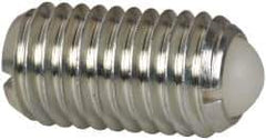 Vlier - M12x1.75, 8mm Ball Diam, 22mm Body Length, 2.5mm Max Ball Reach, Threaded Ball Plunger - Steel Body, Nylon Ball, 2.25 Lb Initial End Force, 4.5 Lb Final End Force, Locking Element - Exact Tool & Supply