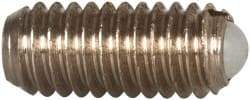 Vlier - M4x0.7, 2.5mm Ball Diam, 9mm Body Length, 0.81mm Max Ball Reach, Threaded Ball Plunger - Stainless Steel Body, Nylon Ball, 0.9 Lb Initial End Force, 2.25 Lb Final End Force, Locking Element - Exact Tool & Supply