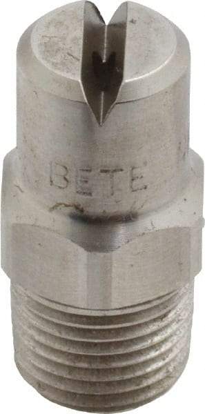 Bete Fog Nozzle - 1/8" Pipe, 90° Spray Angle, Grade 303 Stainless Steel, Standard Fan Nozzle - Male Connection, 1.58 Gal per min at 100 psi, 0.08" Orifice Diam - Exact Tool & Supply