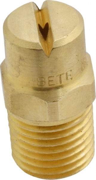 Bete Fog Nozzle - 1/4" Pipe, 90° Spray Angle, Brass, Standard Fan Nozzle - Male Connection, 2.37 Gal per min at 100 psi, 3/32" Orifice Diam - Exact Tool & Supply