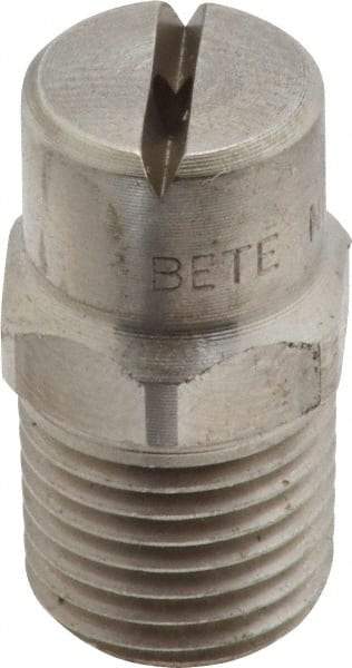 Bete Fog Nozzle - 1/4" Pipe, 90° Spray Angle, Grade 303 Stainless Steel, Standard Fan Nozzle - Male Connection, 2.37 Gal per min at 100 psi, 3/32" Orifice Diam - Exact Tool & Supply