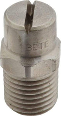 Bete Fog Nozzle - 1/4" Pipe, 90° Spray Angle, Grade 303 Stainless Steel, Standard Fan Nozzle - Male Connection, 2.37 Gal per min at 100 psi, 3/32" Orifice Diam - Exact Tool & Supply