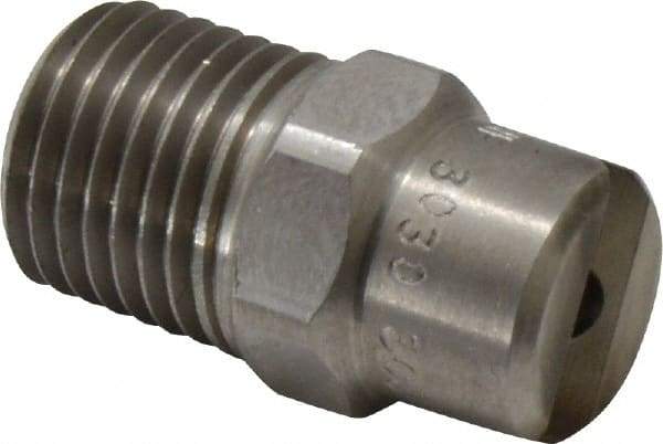 Bete Fog Nozzle - 1/4" Pipe, 30° Spray Angle, Grade 303 Stainless Steel, Standard Fan Nozzle - Male Connection, 4.74 Gal per min at 100 psi, 0.141" Orifice Diam - Exact Tool & Supply