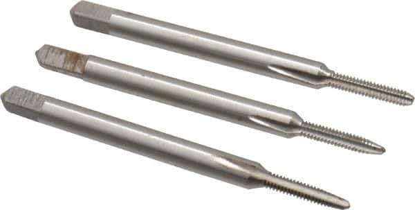 Interstate - #2-56 UNC, 3 Flute, Bottoming, Plug & Taper, Bright Finish, High Speed Steel Tap Set - 1-3/4" OAL, 7/16" Thread Length - Exact Tool & Supply