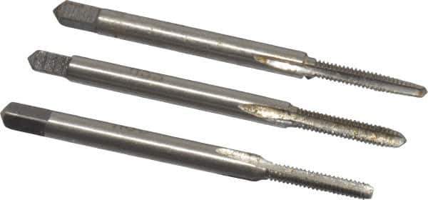 Interstate - #3-48 UNC, 3 Flute, Bottoming, Plug & Taper, Bright Finish, High Speed Steel Tap Set - 1-13/16" OAL, 1/2" Thread Length - Exact Tool & Supply