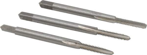 Interstate - #4-40 UNC, 3 Flute, Bottoming, Plug & Taper, Bright Finish, High Speed Steel Tap Set - Right Hand Cut, 1-7/8" OAL, 9/16" Thread Length - Exact Tool & Supply
