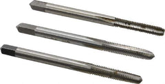 Interstate - #8-36 UNF, 4 Flute, Bottoming, Plug & Taper, Bright Finish, High Speed Steel Tap Set - Right Hand Cut, 2-1/8" OAL, 3/4" Thread Length - Exact Tool & Supply
