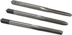 Interstate - #8-32 UNC, 4 Flute, Bottoming, Plug & Taper, Bright Finish, High Speed Steel Tap Set - Right Hand Cut, 2-1/8" OAL, 3/4" Thread Length - Exact Tool & Supply
