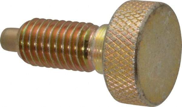 Gibraltar - 1/2-13, 7/8" Thread Length, 1/4" Max Plunger Diam, 1 Lb Init to 10 Lb Final End Force, Knob Handle Plunger - Knurled Knob, 1.13" Body Length, 7/8" Length Under Head/Shoulder, 1/4" Plunger Projection - Exact Tool & Supply