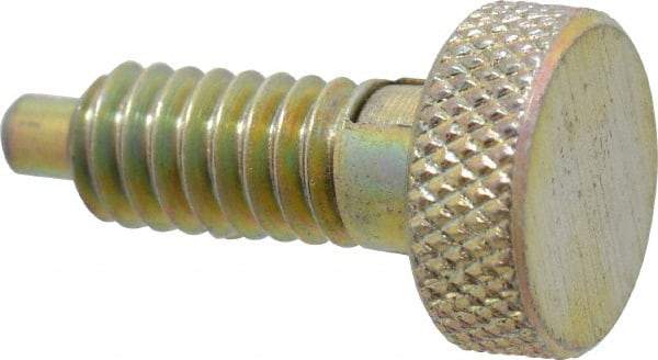 Gibraltar - 1/4-20, 0.4" Thread Length, 0.123 to 1/8" Max Plunger Diam, 0.5 Lb Init to 2 Lb Final End Force, Locking Knob Handle Plunger - Knurled Knob, 0.53" Length Under Head/Shoulder, 1/8" Plunger Projection - Exact Tool & Supply