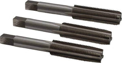 Interstate - 1/2-20 UNF, 4 Flute, Bottoming, Plug & Taper, Bright Finish, High Speed Steel Tap Set - Right Hand Cut, 3-3/8" OAL, 1-21/32" Thread Length - Exact Tool & Supply