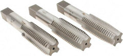 Interstate - 1-8 UNC, 4 Flute, Bottoming, Plug & Taper, Bright Finish, High Speed Steel Tap Set - Right Hand Cut, 5-1/8" OAL, 2-1/2" Thread Length - Exact Tool & Supply