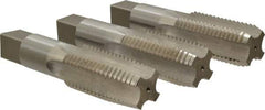 Interstate - 1-1/2 - 6 UNC, 4 Flute, Bottoming, Plug & Taper, Bright Finish, High Speed Steel Tap Set - Right Hand Cut, 6-3/8" OAL, 3" Thread Length - Exact Tool & Supply