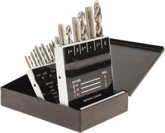 Interstate - #36, #29, #25, #21, #7 Drill, F to U Drill, #6-32 to 1/2-13 Tap, Hand Tap and Drill Set - Bright Finish HSS Drills, Bright Finish High Speed Steel Taps, Plug Chamfer, 18 Piece Set - Exact Tool & Supply