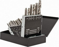 Interstate - #36, #29, #25, #21, #7 Drill, F to U Drill, #6-32 to 1/2-13 Tap, Spiral Point Tap and Drill Set - Bright Finish High Speed Steel Drills, Bright Finish High Speed Steel Taps, Plug Chamfer, 18 Piece Set - Exact Tool & Supply