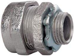 Cooper Crouse-Hinds - 1/2" Trade, Malleable Iron Compression Straight Rigid/Intermediate (IMC) Conduit Connector - Noninsulated - Exact Tool & Supply