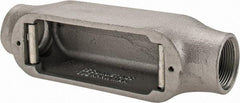 Cooper Crouse-Hinds - Form 5, C Body, 1-1/4" Trade, Rigid Malleable Iron Conduit Body - Oval, 9" OAL, 35 cc Capacity, Gray - Exact Tool & Supply