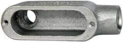 Cooper Crouse-Hinds - Form 5, LB Body, 1/2" Trade, Rigid Malleable Iron Conduit Body - Oval, 4.68" OAL, 4-1/2 cc Capacity, Gray - Exact Tool & Supply