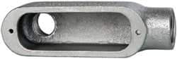 Cooper Crouse-Hinds - Form 5, LB Body, 3/4" Trade, Rigid Malleable Iron Conduit Body - Oval, 5.37" OAL, 7-1/2 cc Capacity, Gray - Exact Tool & Supply