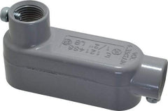 Cooper Crouse-Hinds - Form 5, LB Body, 1/2" Trade, EMT, IMC, Rigid Aluminum Conduit Body - Rectangle, 4.24" OAL, 4.35 cc Capacity, Gray - Exact Tool & Supply