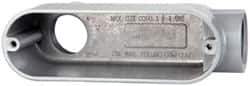 Cooper Crouse-Hinds - Form 5, LB Body, 1" Trade, IMC, Rigid Aluminum Conduit Body - Oval/Rectangle, 5.79" OAL, 12.2 cc Capacity, Silver - Exact Tool & Supply