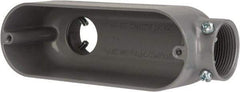Cooper Crouse-Hinds - Form 5, LB Body, 1-1/4" Trade, EMT, IMC, Rigid Aluminum Conduit Body - Rectangle, 7.79" OAL, 32.3 cc Capacity, Gray - Exact Tool & Supply