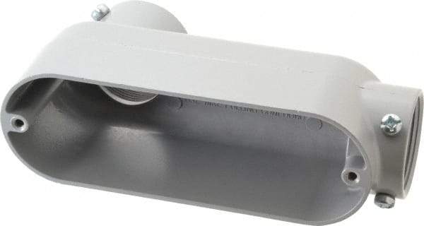 Cooper Crouse-Hinds - Form 5, LB Body, 1-1/2" Trade, EMT, IMC, Rigid Aluminum Conduit Body - Rectangle, 7.81" OAL, 33.8 cc Capacity, Gray - Exact Tool & Supply