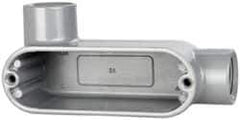 Cooper Crouse-Hinds - Form 5, LL Body, 1/2" Trade, IMC, Rigid Aluminum Conduit Body - Oval/Rectangle, 4.4" OAL, 4.35 cc Capacity, Silver - Exact Tool & Supply