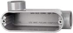 Cooper Crouse-Hinds - Form 5, LL Body, 1" Trade, IMC, Rigid Aluminum Conduit Body - Oval/Rectangle, 5.94" OAL, 12.2 cc Capacity, Silver - Exact Tool & Supply