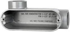 Cooper Crouse-Hinds - Form 5, LL Body, 1-1/4" Trade, IMC, Rigid Aluminum Conduit Body - Oval/Rectangle, 7.87" OAL, 35.8 cc Capacity, Silver - Exact Tool & Supply