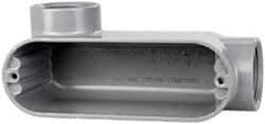 Cooper Crouse-Hinds - Form 5, LL Body, 1-1/2" Trade, IMC, Rigid Aluminum Conduit Body - Oval/Rectangle, 7.87" OAL, 35.8 cc Capacity, Silver - Exact Tool & Supply