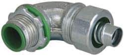 Cooper Crouse-Hinds - 1" Trade, Malleable Iron Threaded Angled Liquidtight Conduit Connector - Insulated - Exact Tool & Supply