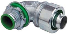 Cooper Crouse-Hinds - 1/2" Trade, Malleable Iron Threaded Angled Liquidtight Conduit Connector - Insulated - Exact Tool & Supply