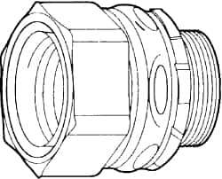 Cooper Crouse-Hinds - 1" Trade, Malleable Iron Threaded Straight Liquidtight Conduit Connector - Noninsulated - Exact Tool & Supply