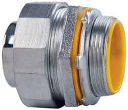 Cooper Crouse-Hinds - 1-1/2" Trade, Malleable Iron Threaded Straight Liquidtight Conduit Connector - Insulated - Exact Tool & Supply