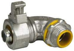 Cooper Crouse-Hinds - 3/8" Trade, Malleable Iron Threaded Angled Liquidtight Conduit Connector - Insulated - Exact Tool & Supply