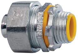 Cooper Crouse-Hinds - 1/2" Trade, Malleable Iron Threaded Straight Liquidtight Conduit Connector - Insulated - Exact Tool & Supply