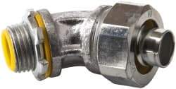 Cooper Crouse-Hinds - 1/2" Trade, Malleable Iron Threaded Angled Liquidtight Conduit Connector - Insulated - Exact Tool & Supply