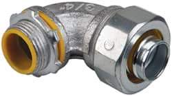 Cooper Crouse-Hinds - 3/4" Trade, Malleable Iron Threaded Angled Liquidtight Conduit Connector - Insulated - Exact Tool & Supply
